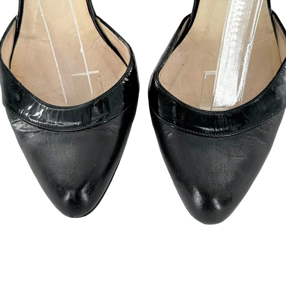 Christian Louboutin Black Leather & Patent Slingback Heels Size 38 Pumps - Picture 2 of 12